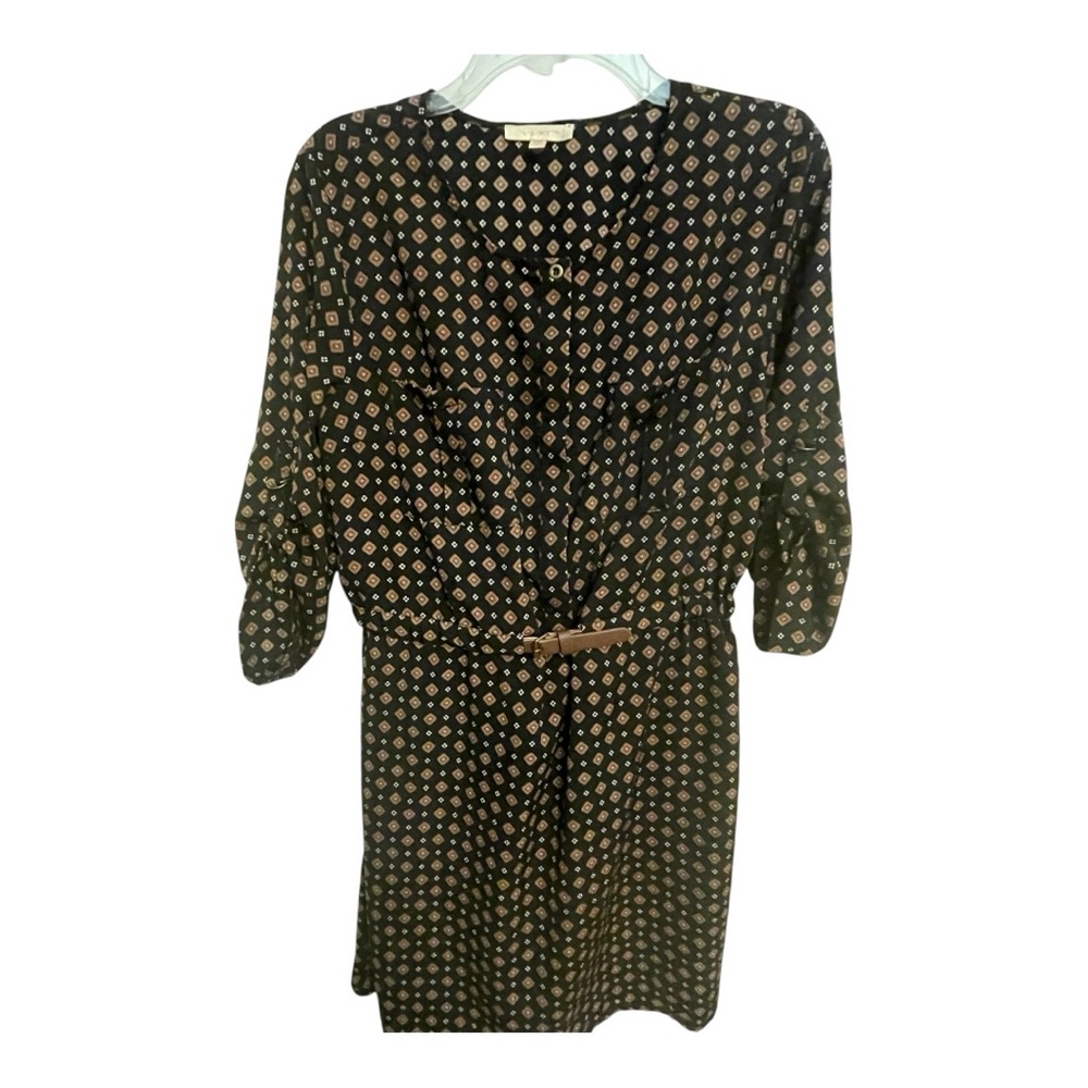 Skies Are Blue Black Dress with 3/4 Bishop Sleeves